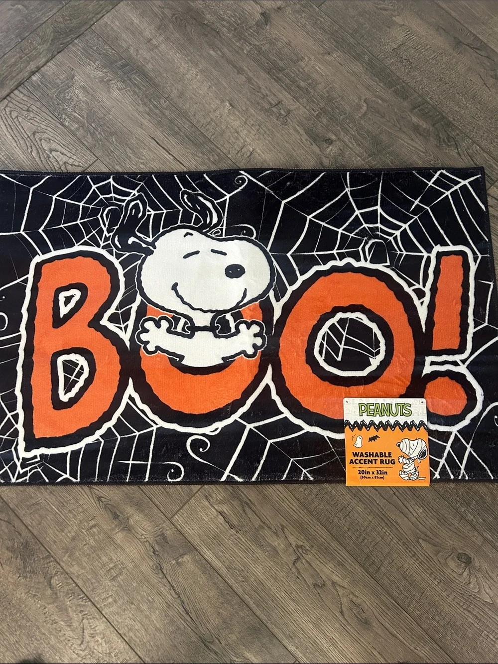 Peanuts Snoopy Halloween Accent Rug - Black & Orange 'BOO!'